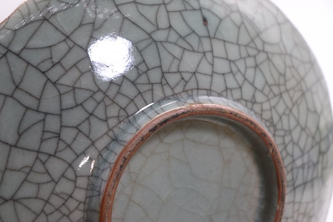 時代　ヒビ焼　水鳥紋大皿　アンティーク　送料込み250927