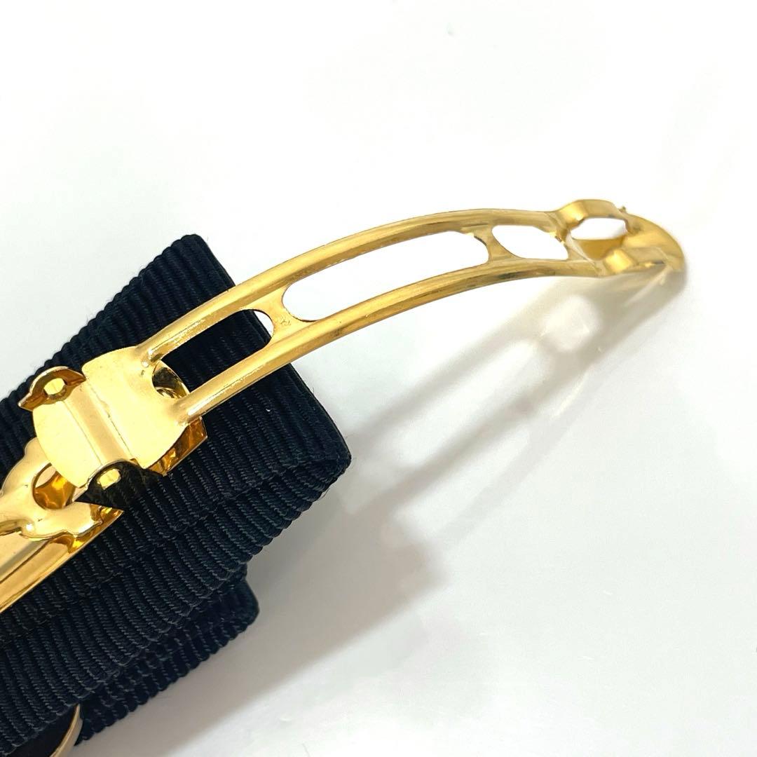 【美品・箱付き】フェラガモ ヴァラリボン バレッタ ブラック ゴールド金具