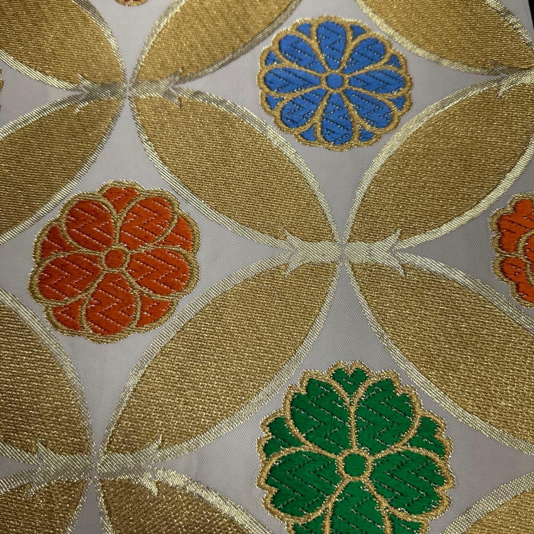 川島織物 ジュニア用 七五三 白地 七宝 全通 袋帯