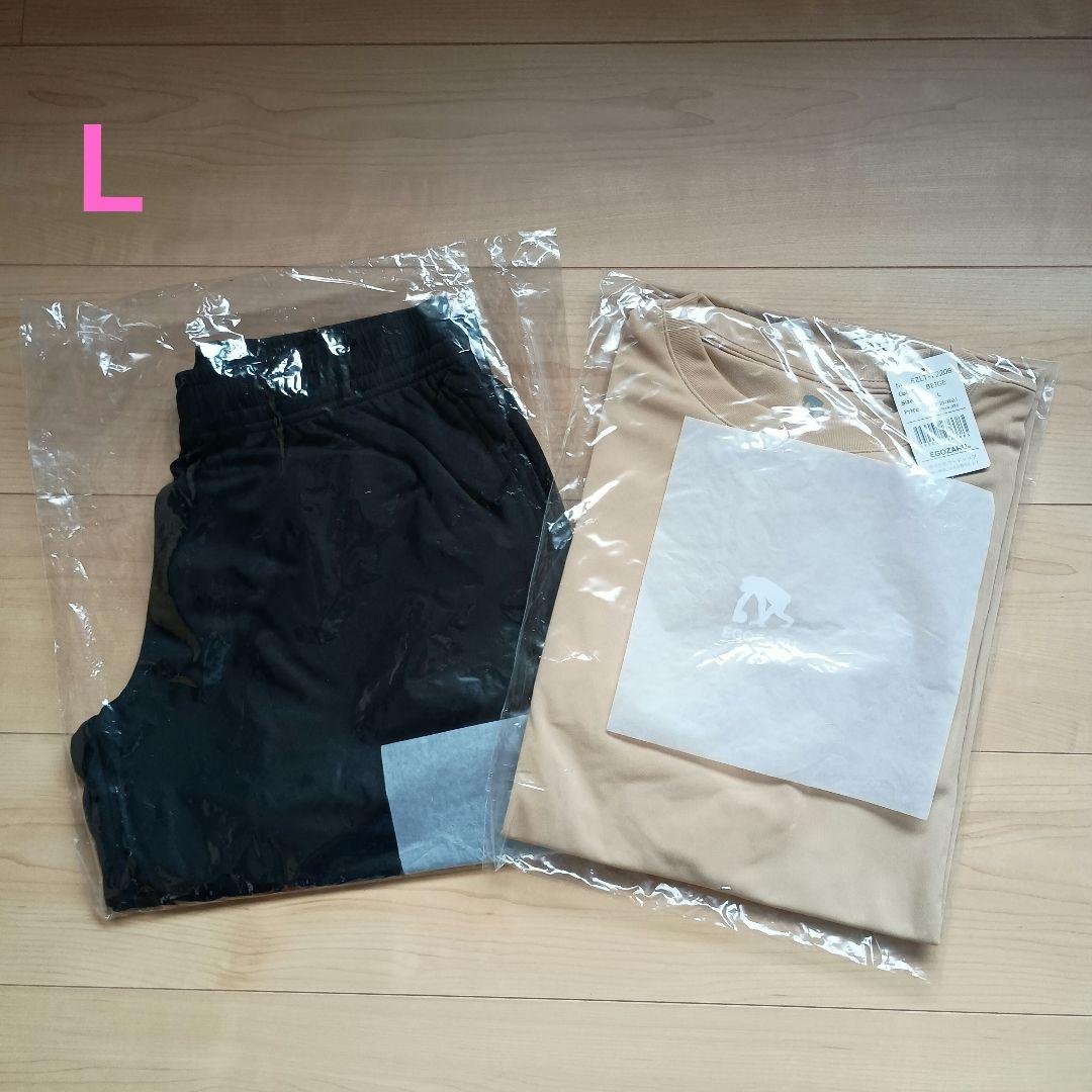 【新品未開封品】エゴザルバスパン　ロンT　セット　Ｌ　ベージュ　黒