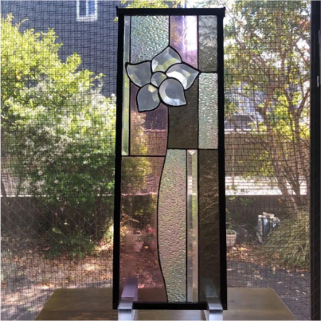 ステンドグラス♦︎ピンクフラワーパネル