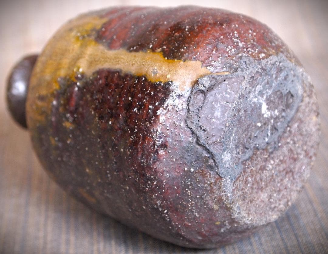 希少作★小山日出男★黒備前《窯変》徳利★黄胡麻