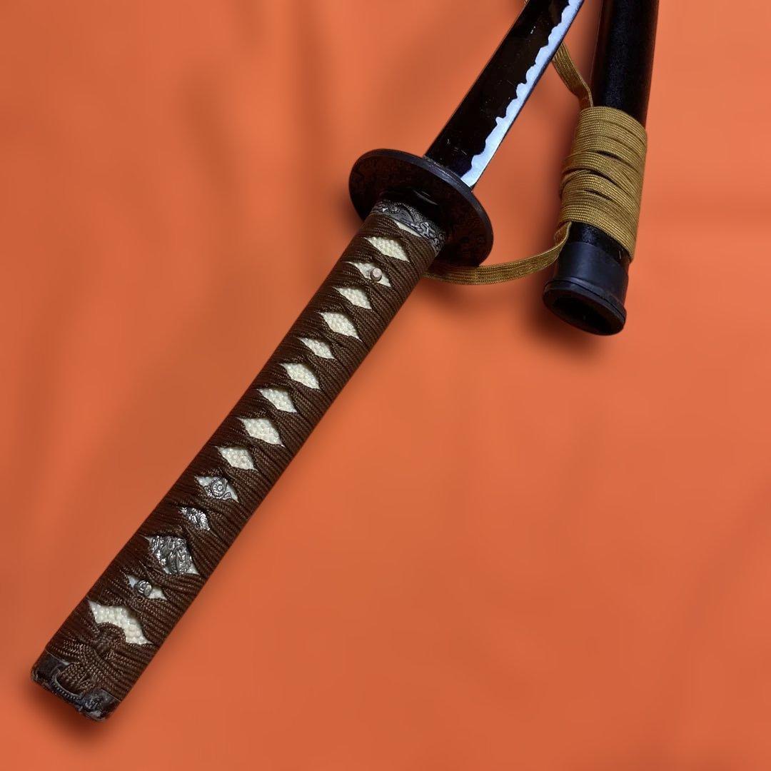 格安上質模造刀 茶柄 雲龍楕円鍔 黒梨地鞘