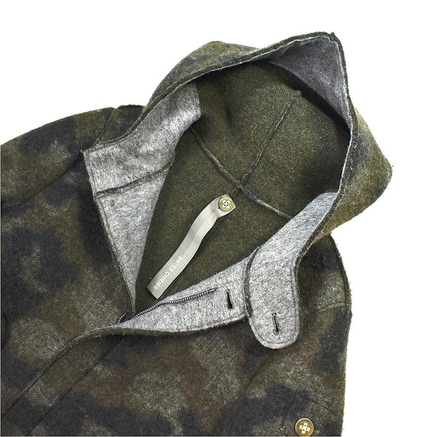 定７万 美品 イタリア製 スイスクリス 圧縮ウール モッズコート M-51 迷彩