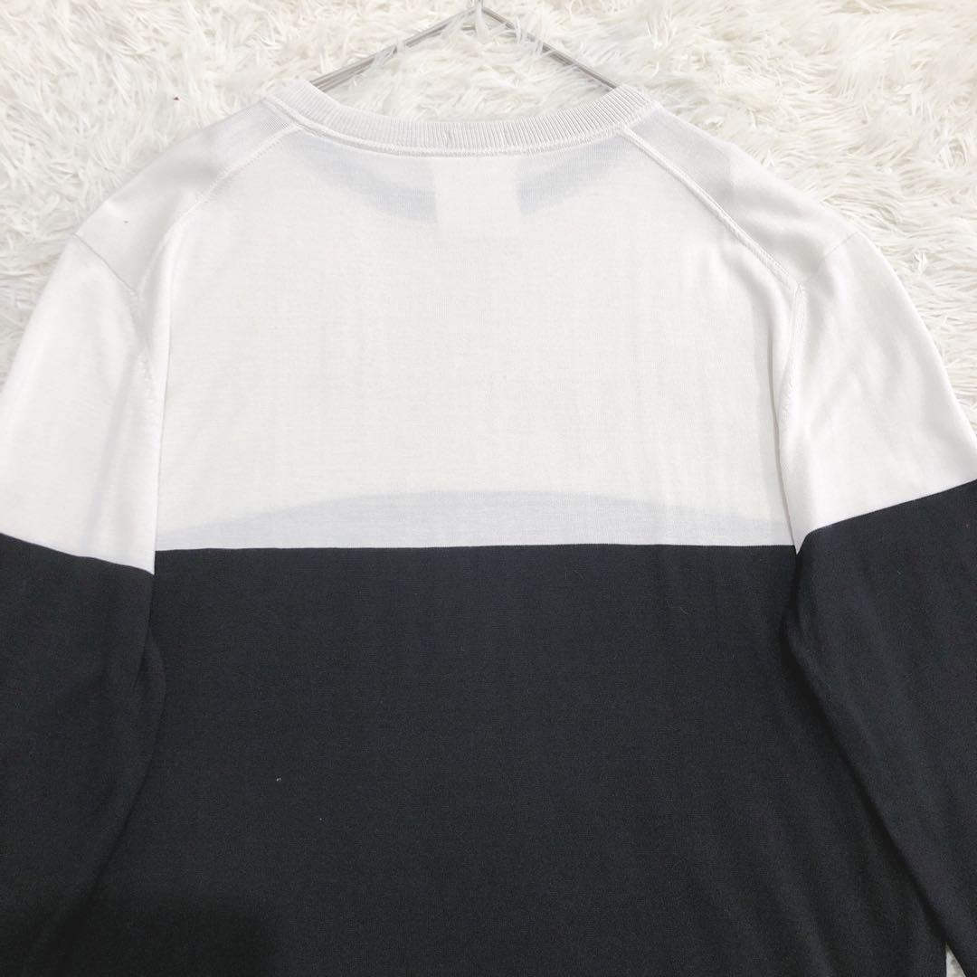 【最高級シルク100%】ヒューゴボス テーラード ニット セーター バイカラーL