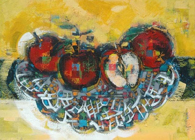 油絵 菅家令子 絵 絵画 インテリア uF6-060110 静物 果物