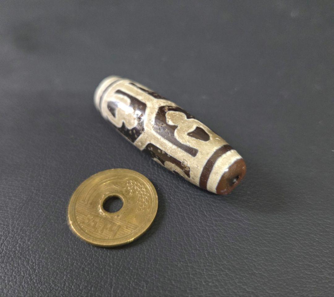 865　天珠　亀甲長壽蓮花宝瓶天珠　紅玉髄.貴重　珍品　dzibeads！