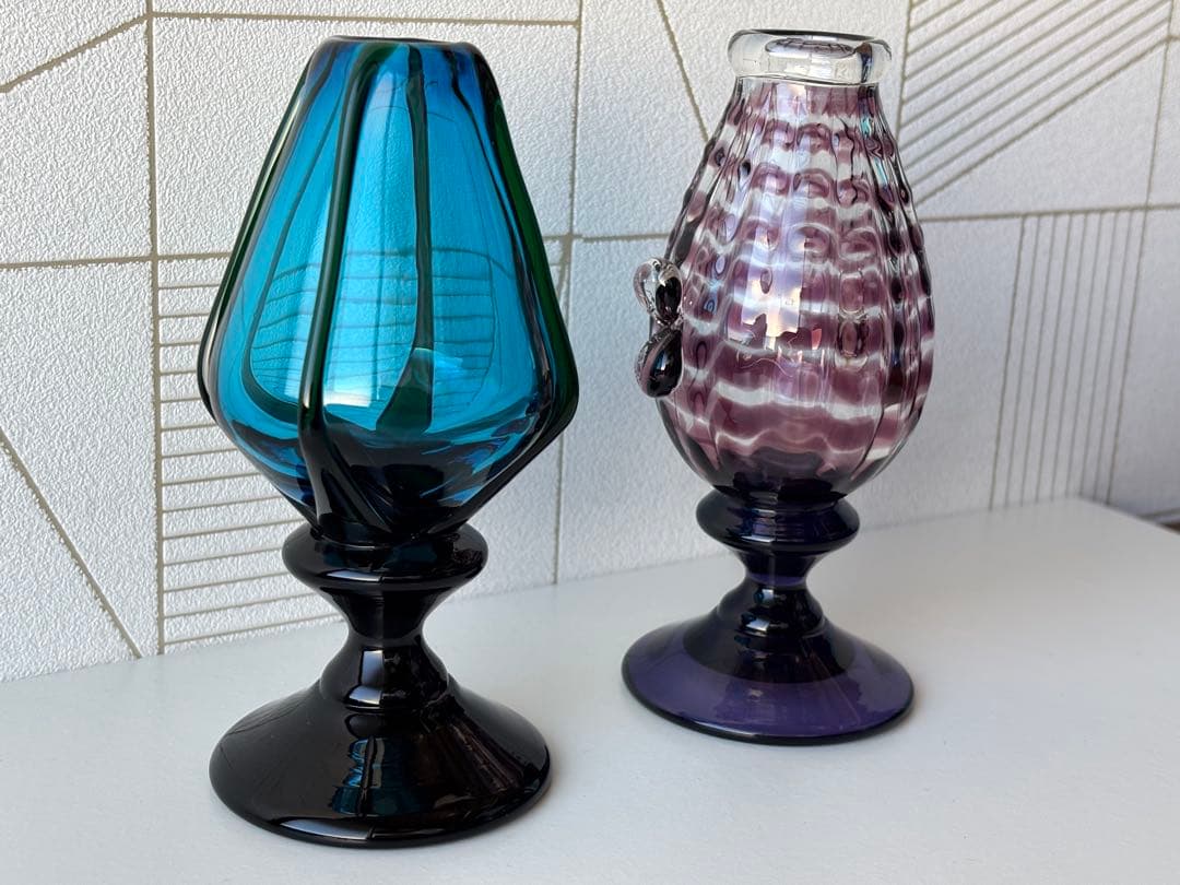 舩木倭帆　吹きガラス　作品展 一輪挿し　花瓶　2個セット