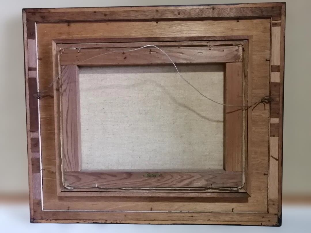 アルフレッド・シスレー「マルリー・ル・ロワの雪」油彩画プリント　額縁付き