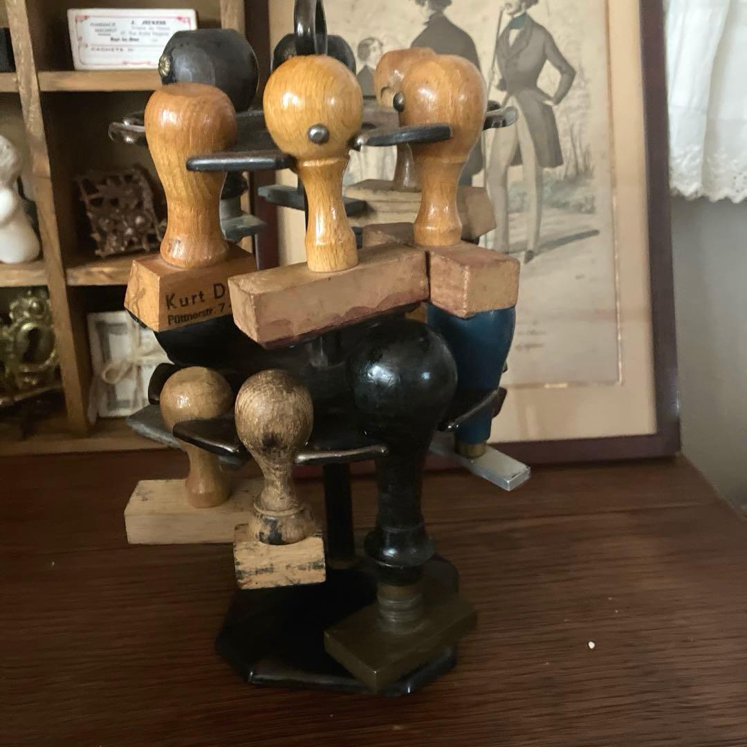 フランスアンティークスタンプホルダー　フランスアンティークスタンプ台２段