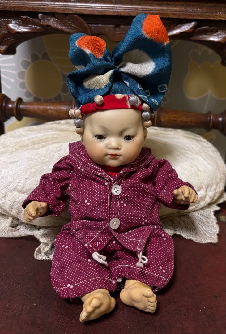 アンティークビスクドール アーモンドマルセル オリエンタルベビーアジアンドール
