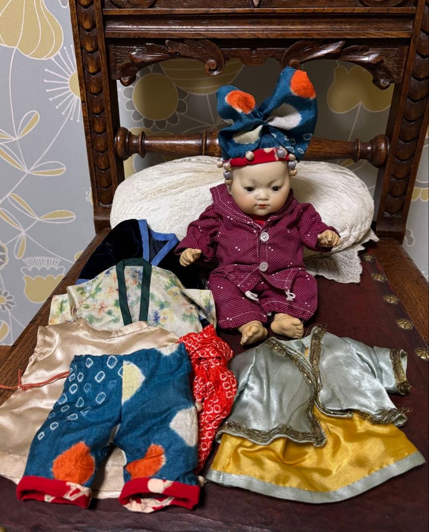 アンティークビスクドール アーモンドマルセル オリエンタルベビーアジアンドール