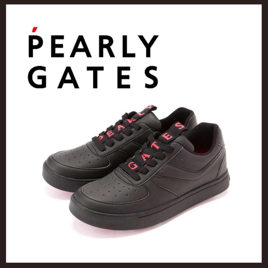 ○★新品 未使用 パーリーゲイツ メゾンロゴ柄 ゴルフシューズ ブラック25cm