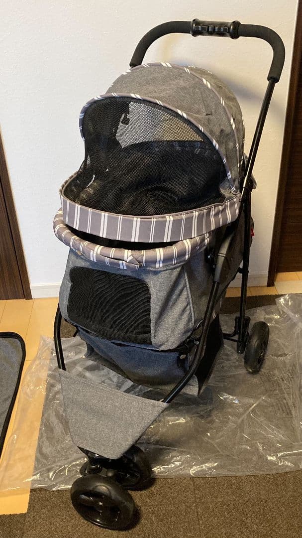 美品✨️GEXわんわんカートスマートハンデイSaftyストライプグレー