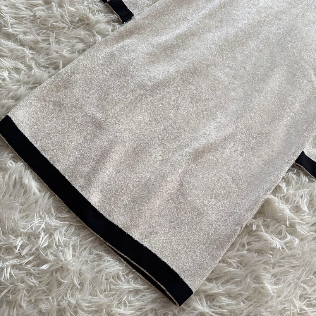 【エリザベッタフランキ】ワンピース　ロゴボタン　金ボタン　バイカラー　白　黒