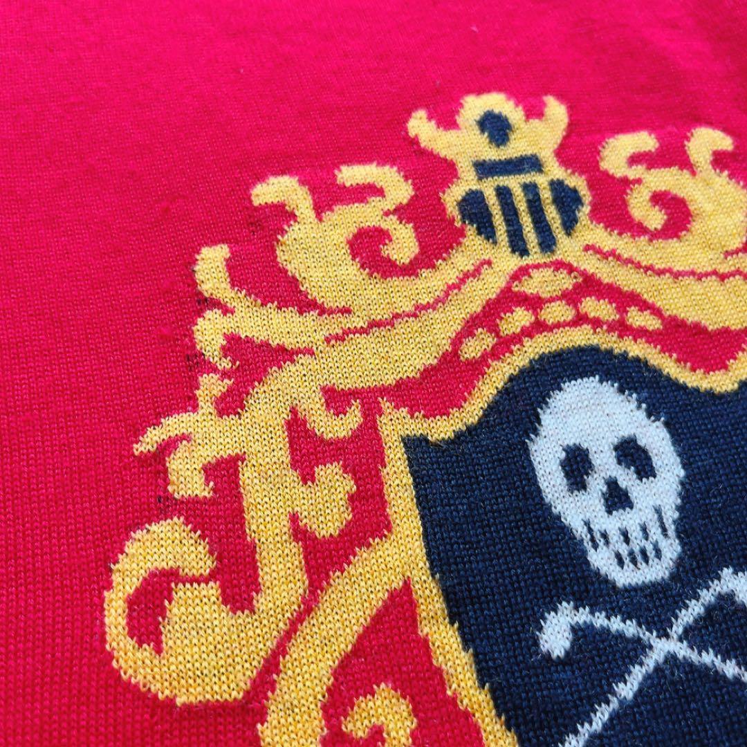 美品　マークアンドロナ　ニット　セーター　レッド　柄　ウール　ラインストーン