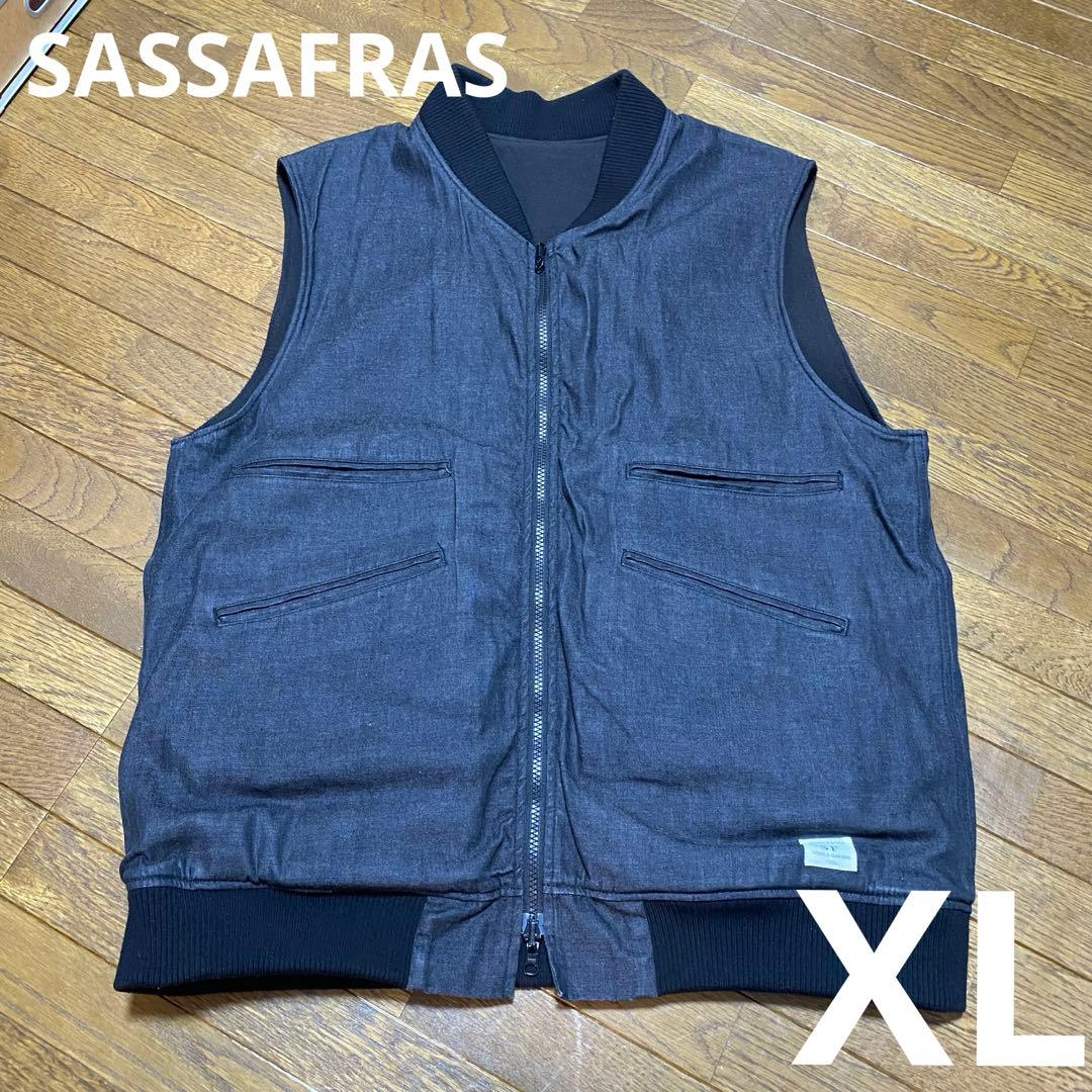 ササフラス リバーシブルベスト XL デニム フリース