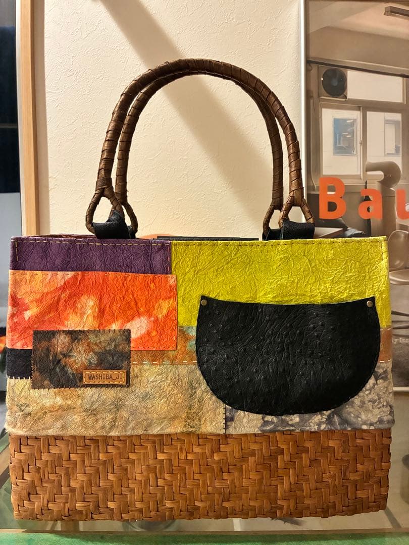 和紙場地　山葡萄　かごバッグ