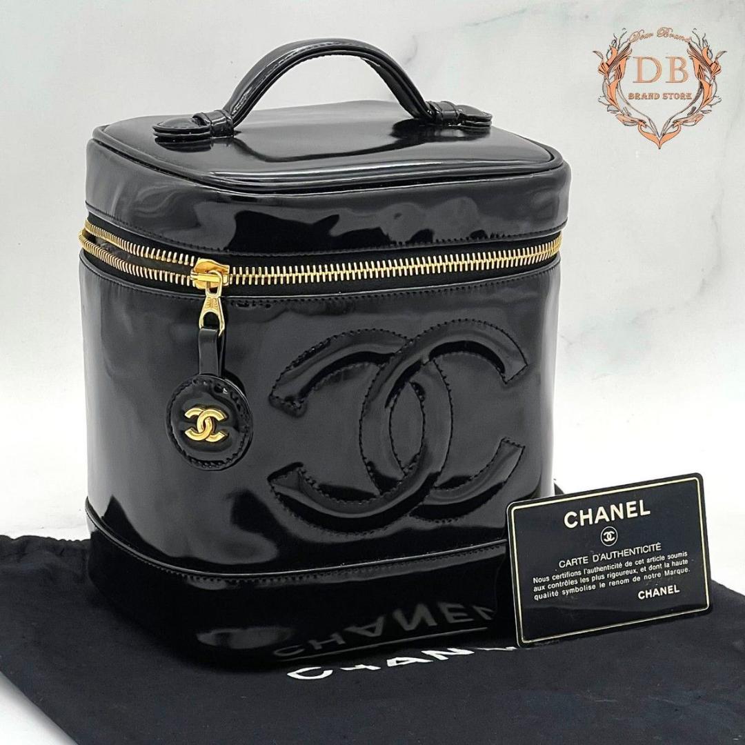 【カード袋付】 シャネル バニティ デカココ ココチャーム ブラック パテント