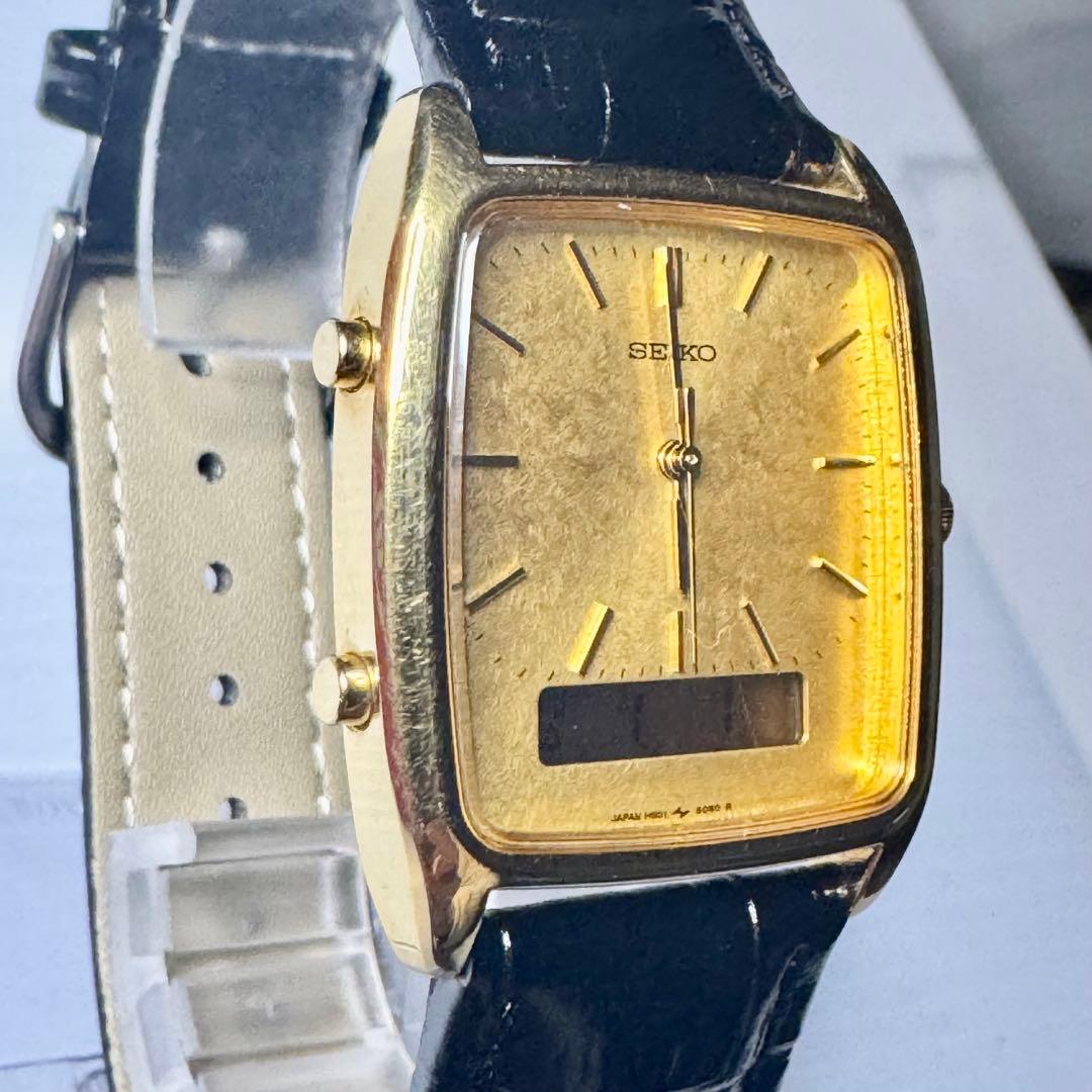SEIKO メンズ ビンテージ デジアナ H601-5050 ゴールド 多機能