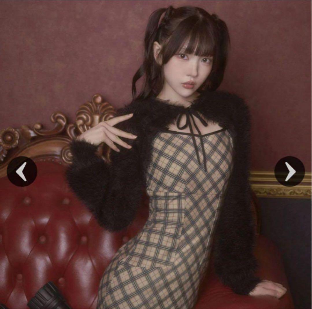 ミシェルマカロン ミシェマカ オリジナルチェック柄アンサンブルミニワンピース