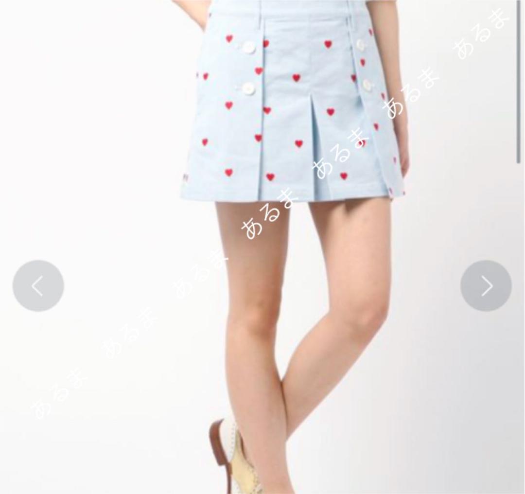 ジャックバニー ボックスプリーツスカート ストライプ 水色 ハート キュロット0