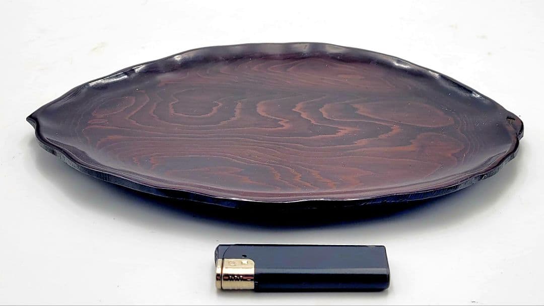 煎茶道具　時代物　葉盆　唐木　鉄刀木(たがやさん)　箱無　骨董品、美術品