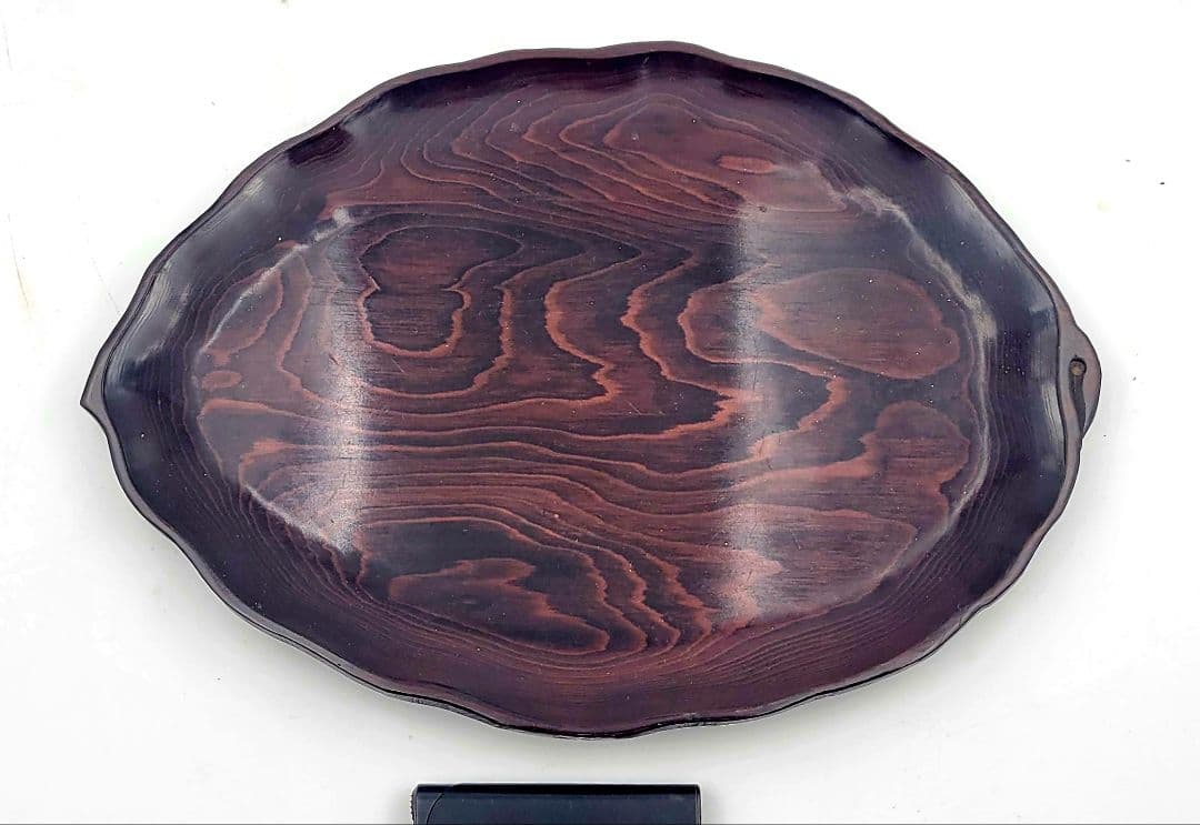 煎茶道具　時代物　葉盆　唐木　鉄刀木(たがやさん)　箱無　骨董品、美術品