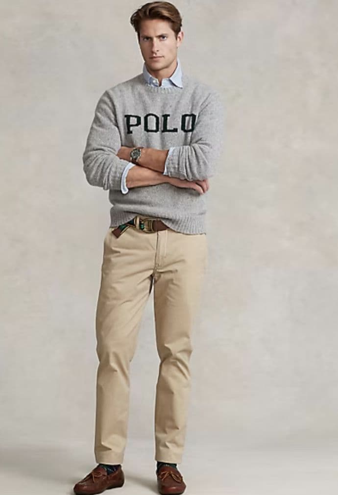 ​極美品ポロラルフローレン POLOロゴ ニット セーター グレー L 現行タグ