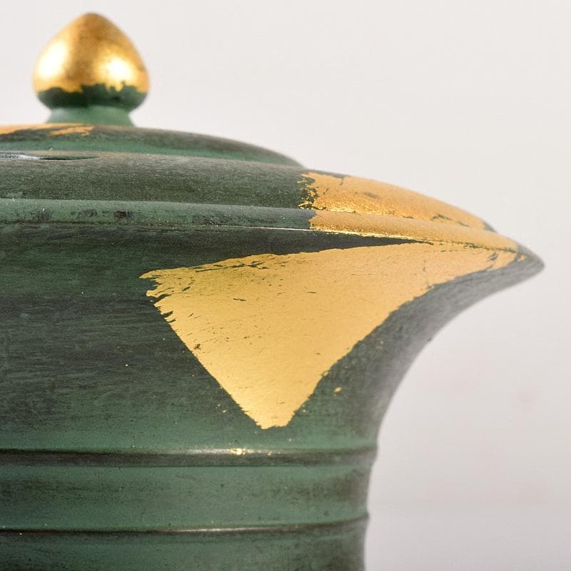 平安　秦蔵六造　塗金銅香炉　「瑞雲」　共箱　D　R7792