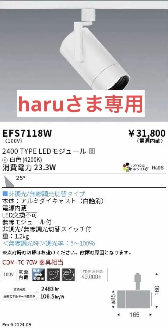 ENDO EFS7118W スポットライト ホワイト②