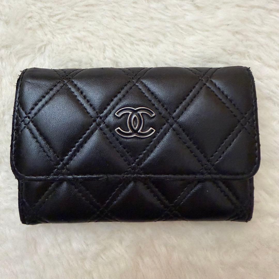 シャネル　マトラッセ　カードケース　名刺入れ　黒　ブラック　ミニ財布　20番台