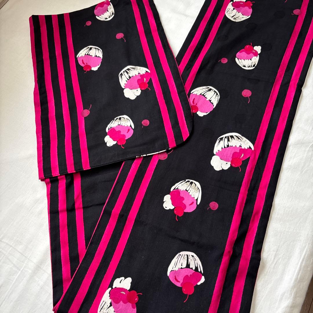 ANNA SUI 浴衣 カップケーキ柄 黒/ピンク