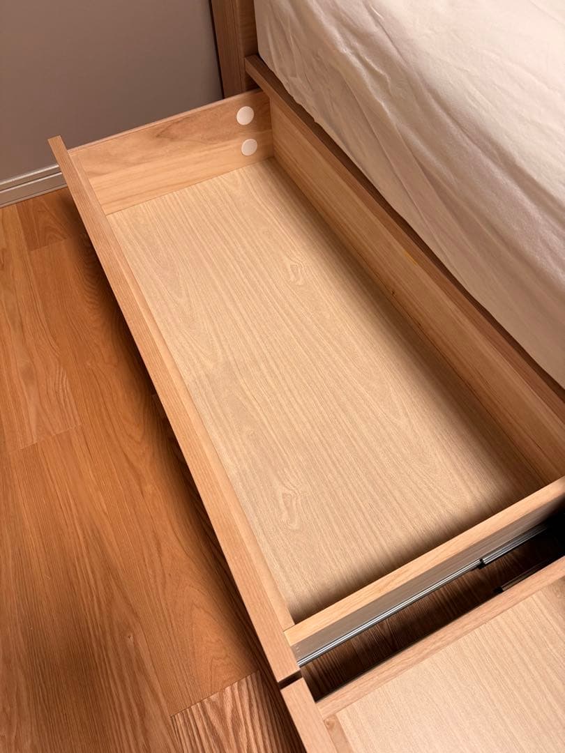 シモンズ ダブルベッド LED付き 引き出し収納 ステーションタイプ ナチュラル