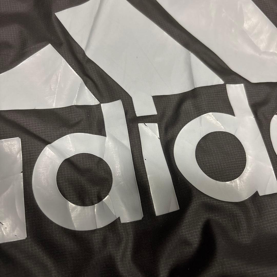 adidas メンズブラック ベンチコート L／スリーライン／フードあり／軽量