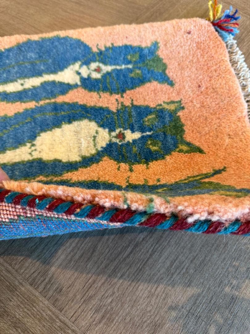 ペルシャギャッベ (ギャベ) チェアマット 39x38cm ギャッベ ラグ 玄関