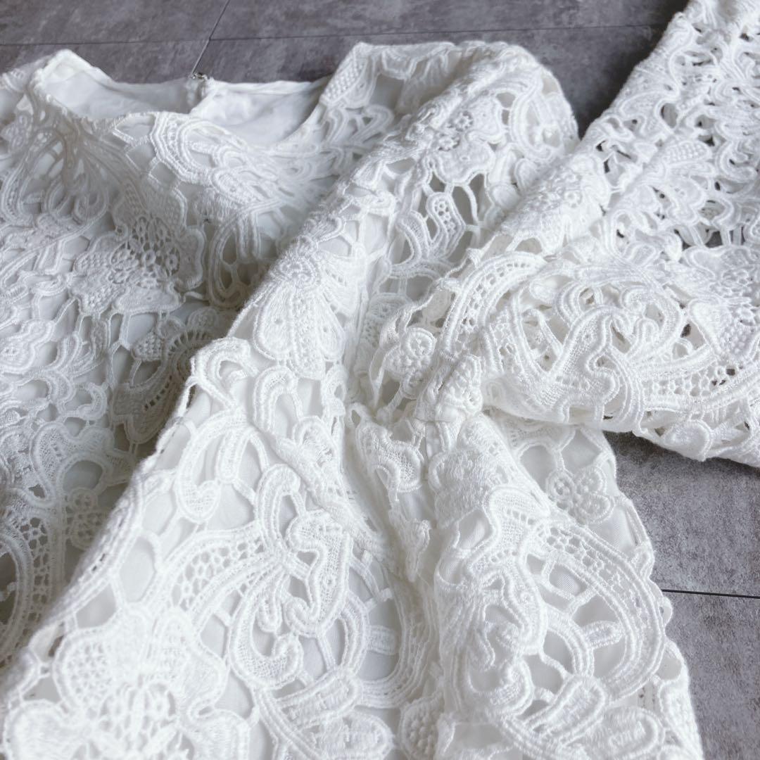 【極美品】TOMORROWLAND collection レーストップス　白　S