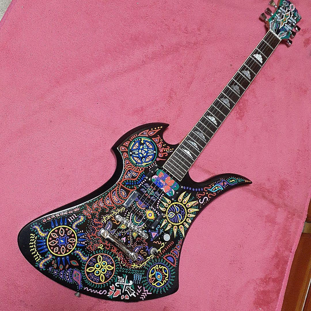 【良・美品】サイケペイント(改)・hideモデル。モッキンバードエレキギター。