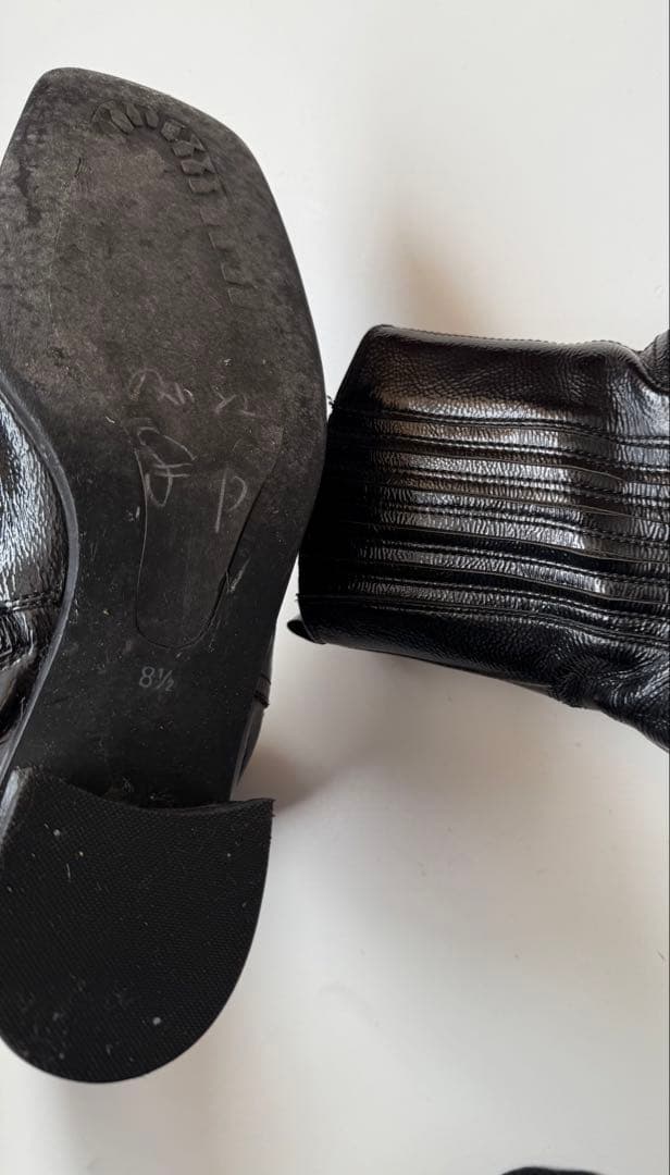 90s スクエアトゥ エナメル ウエスタンブーツ ブラック hooked