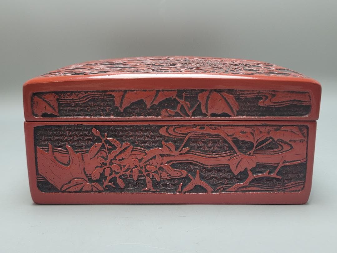 鳳凰紋 堆朱 文庫 美品 DT744