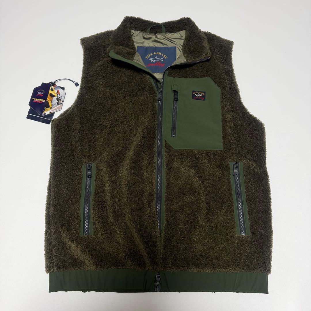 未使用品✨ ポール＆シャーク フリース ジップアップベスト オリーブ イタリア製