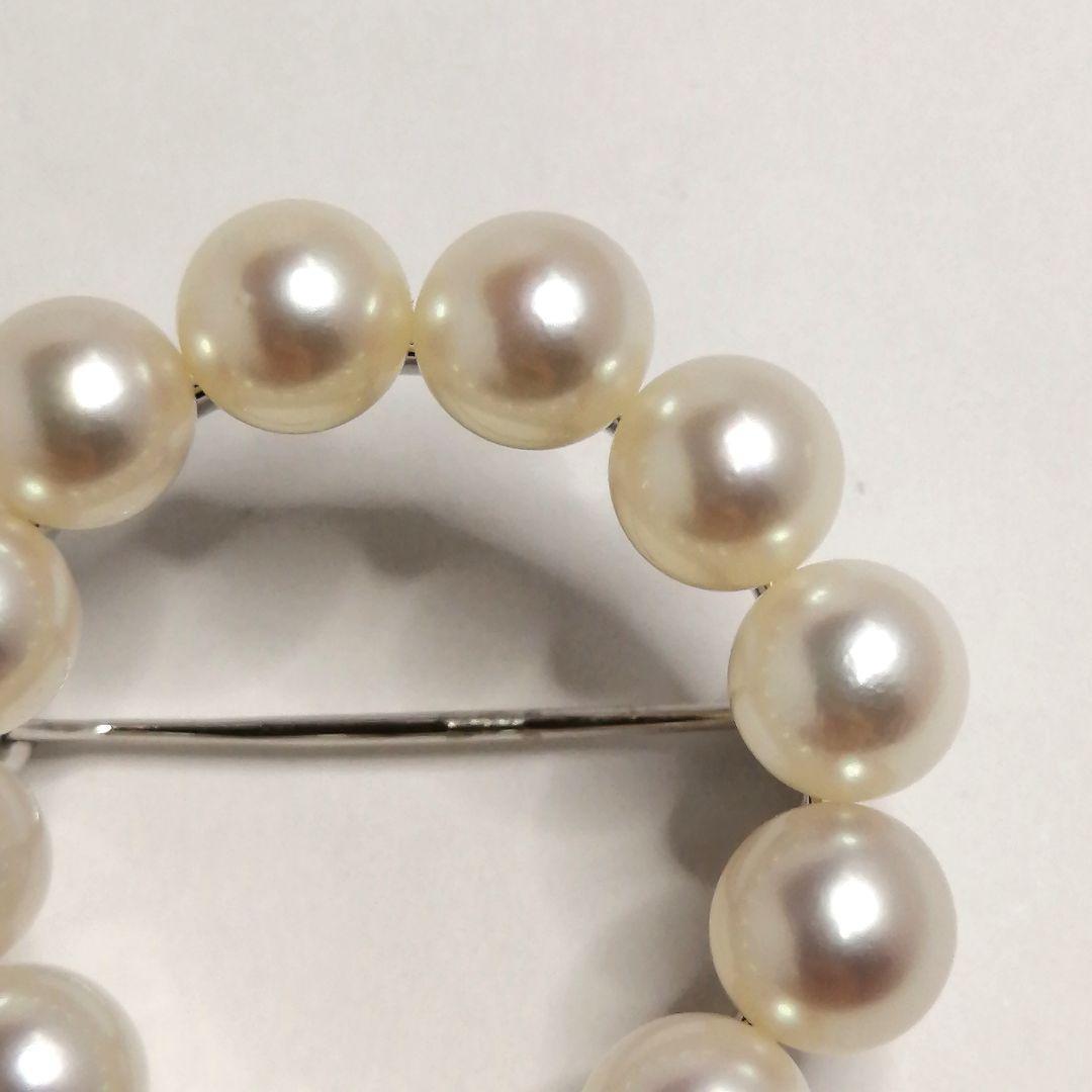 極美品✨TASAKI　アコヤ真珠　ブローチ　サークル　刻印　6.5mm　3cm