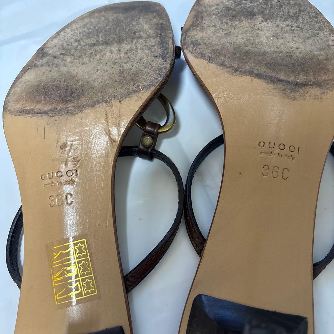 GUCCI レザー ストラップサンダル, 36C