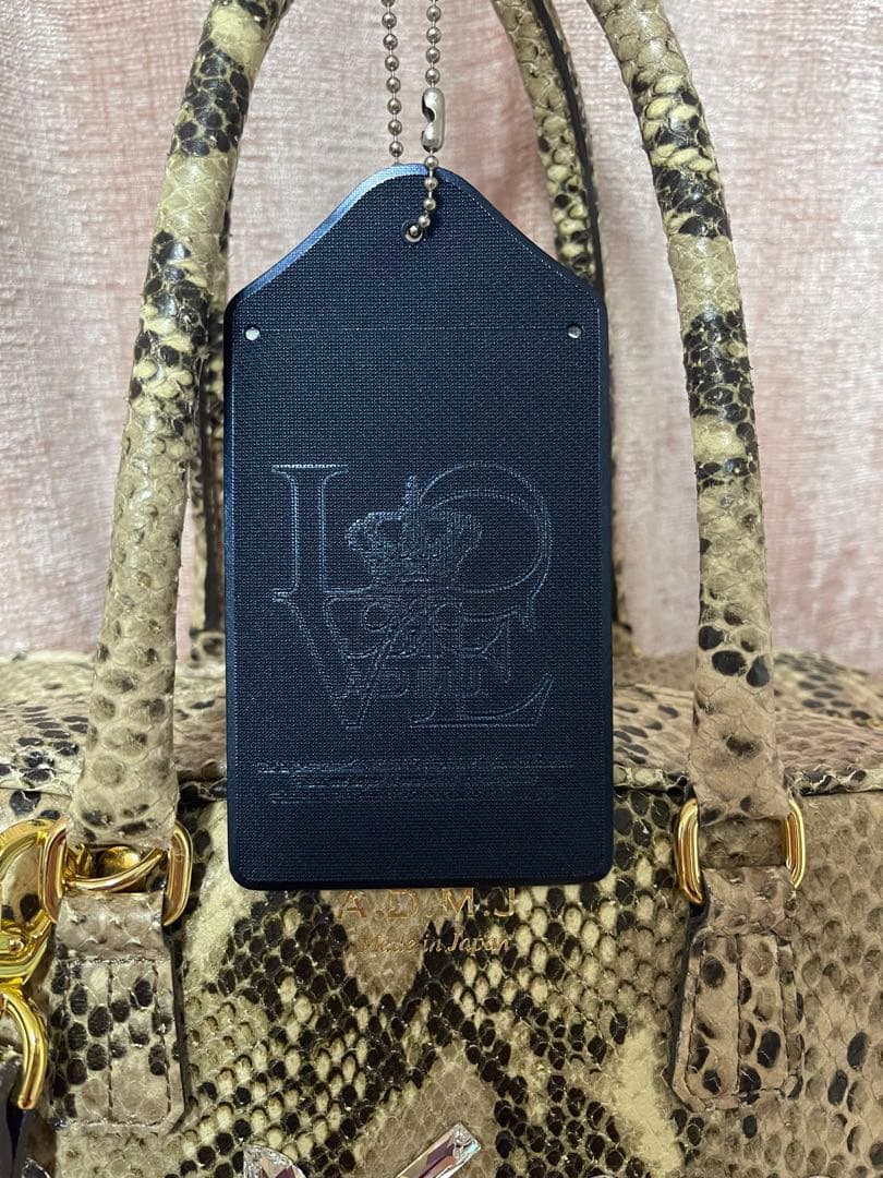 み*ば様 A.D.M.J. パイソン　スワロフスキー　ハンドバッグ