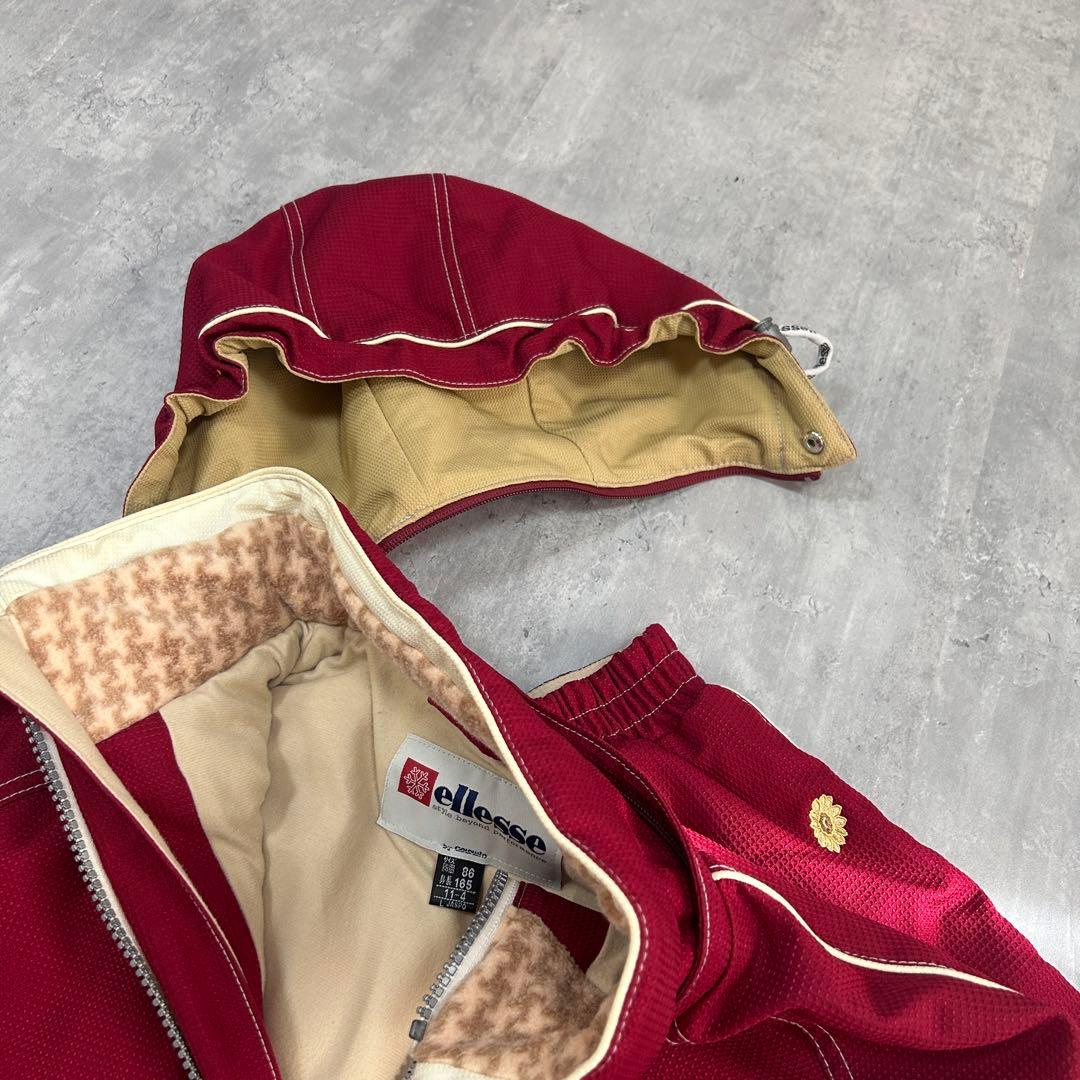 A803【未使用級】エレッセ スキーウェア 上下セット レディースL 花柄刺繍