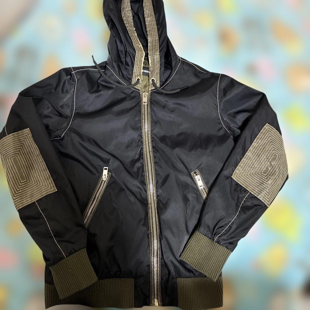 DIESEL ナイロンジャケット　メンズS レザー切り替え