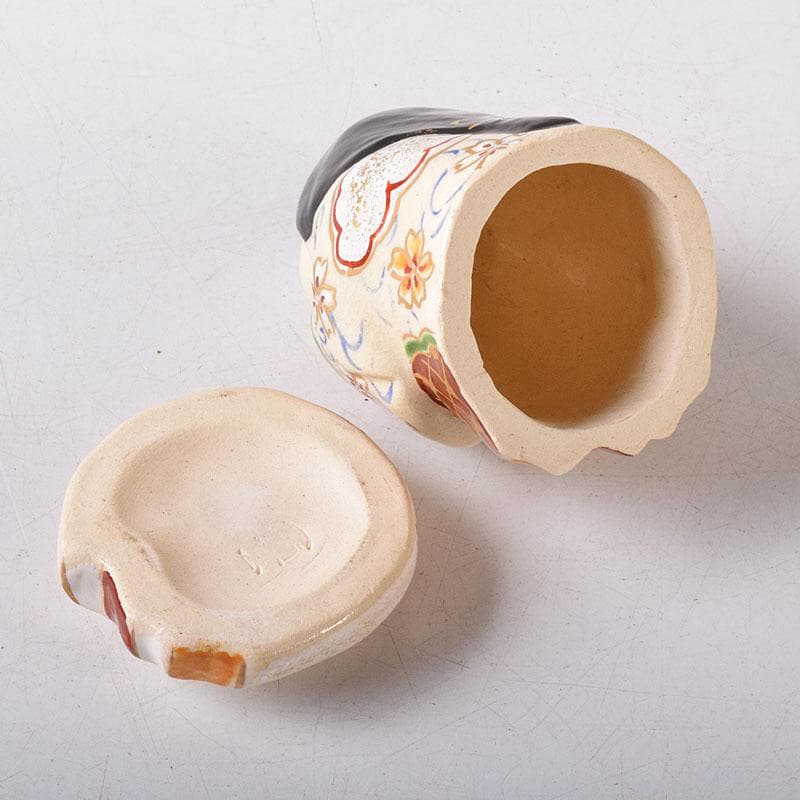 茶道具　京焼　橋本永豊作　色絵　お福　香合　共箱　V　7755