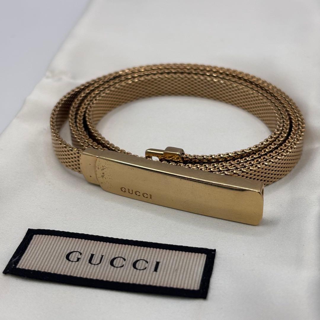 GUCCI☆プレート メッシュベルト メタル ゴールド