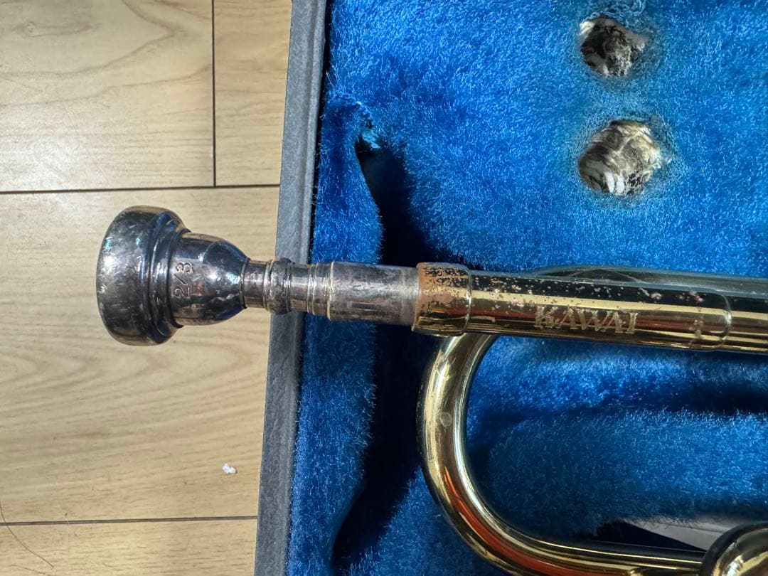 0413-3 カワイのゴールドトランペット　　B&S kawai製マウスピース付