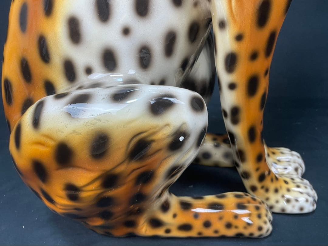 大迫力 特大 チーター 置物 オブジェ 陶器製 高約75㎝ ITALY イタリア